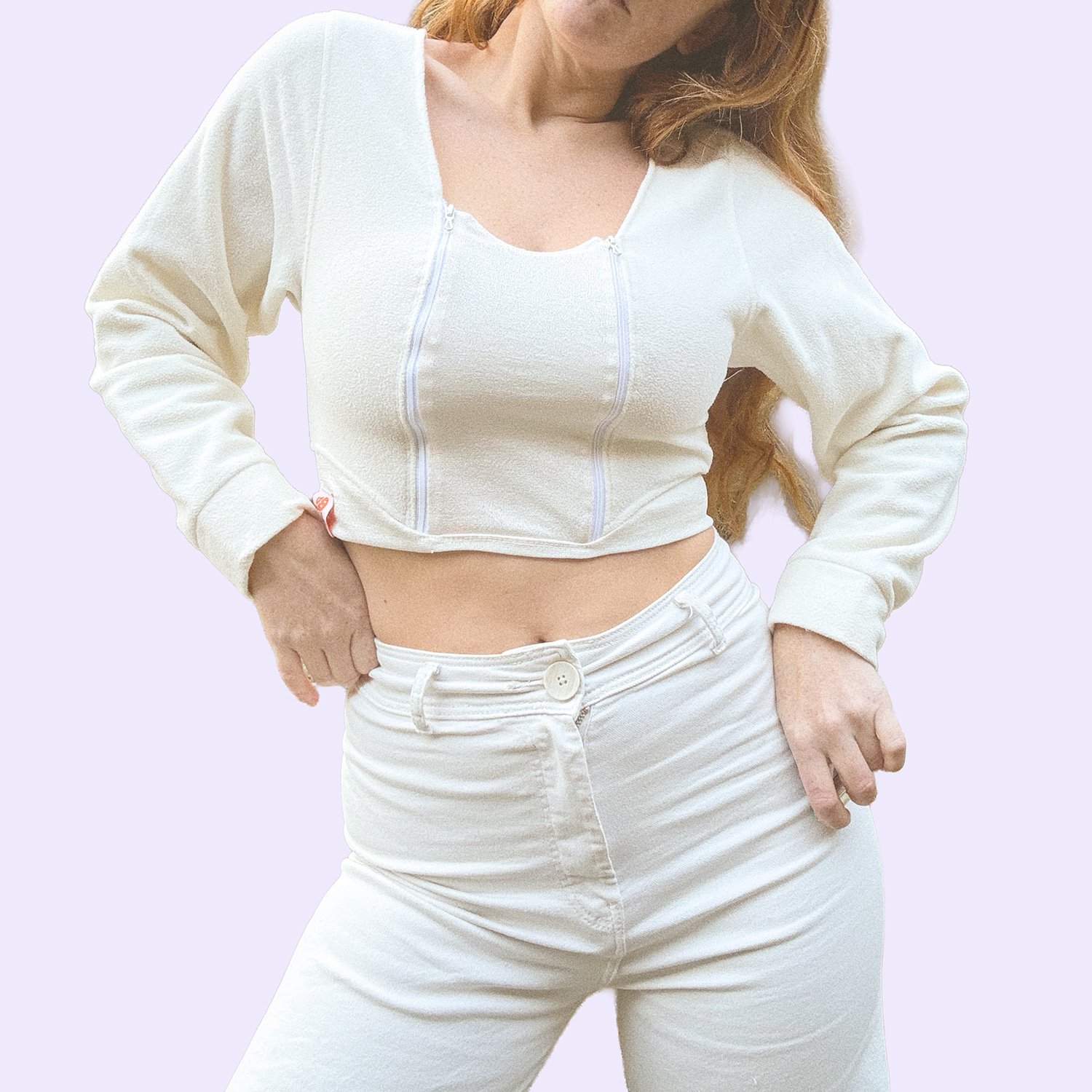 polaire blanche, double zip