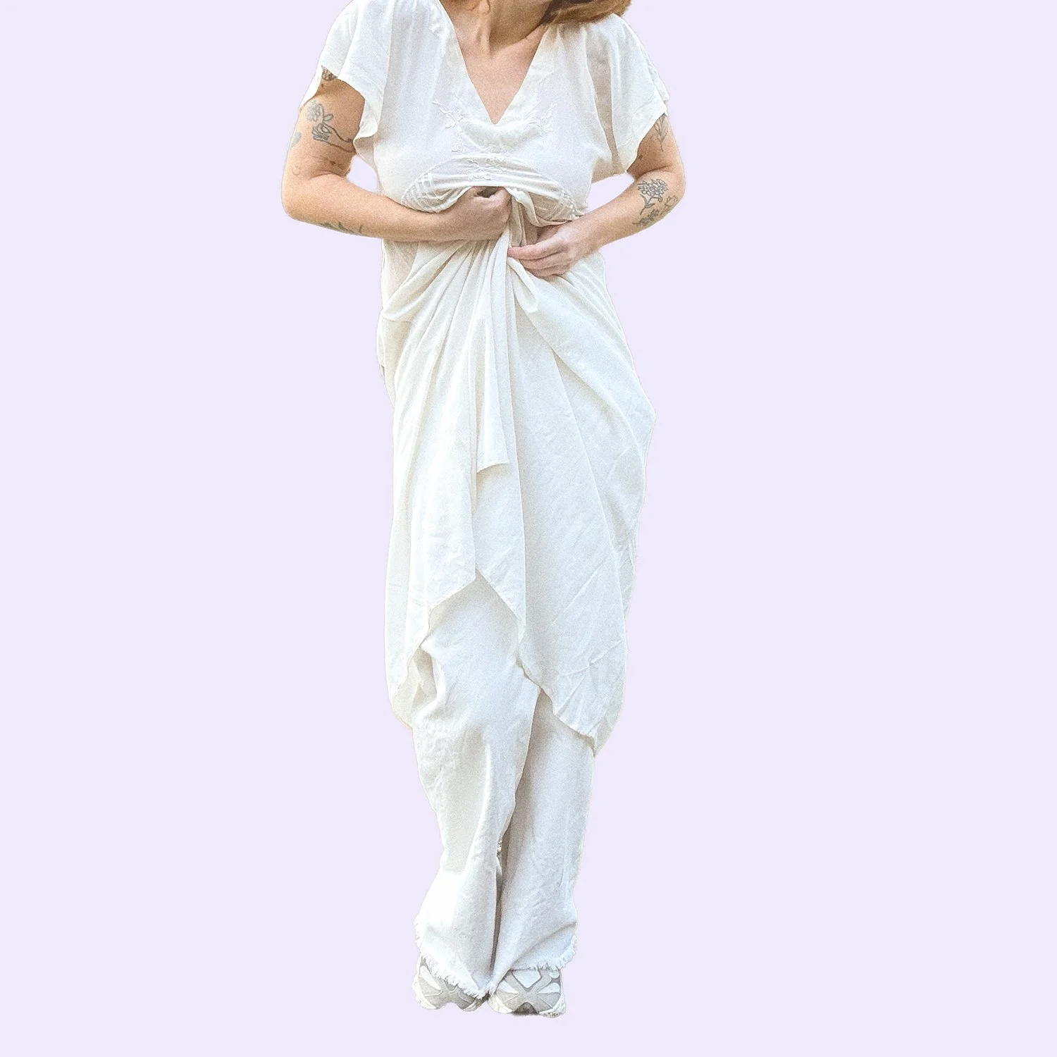 robe blanche en soie vintage