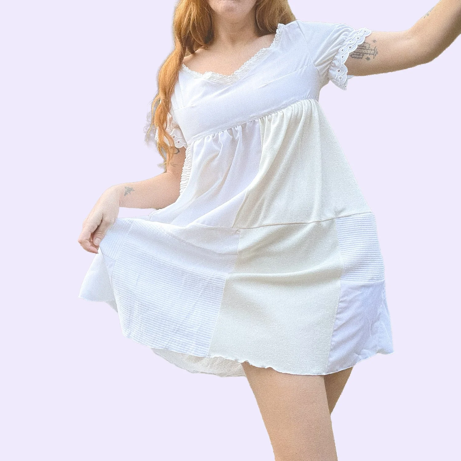 robe blanche patchwork