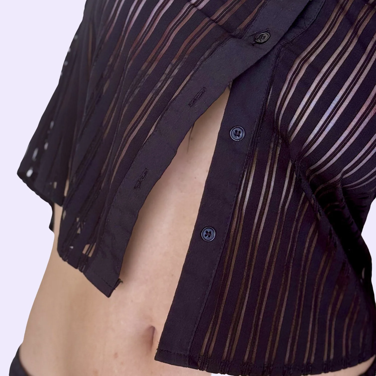 chemise noire transparente rayure