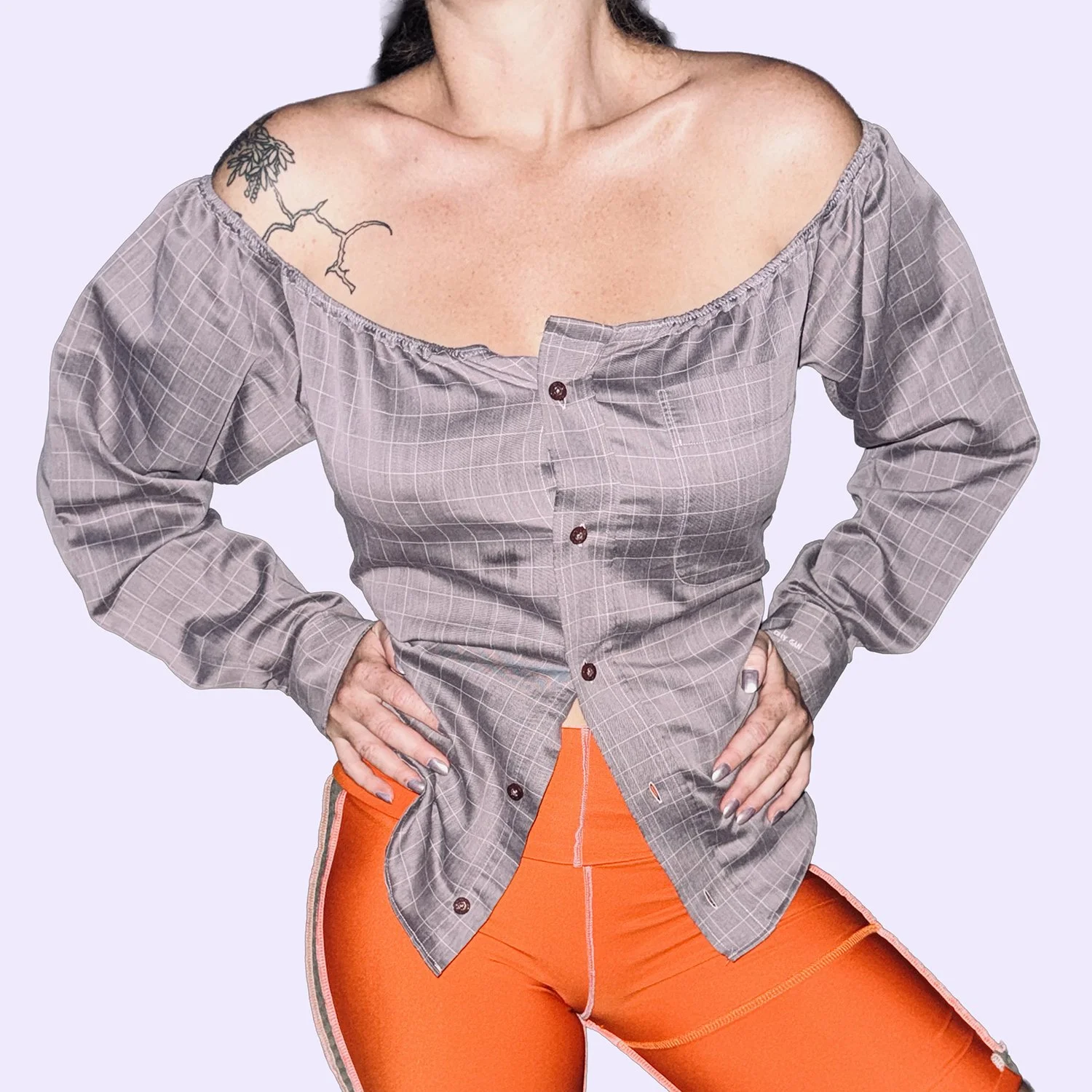 chemise violette col épaule