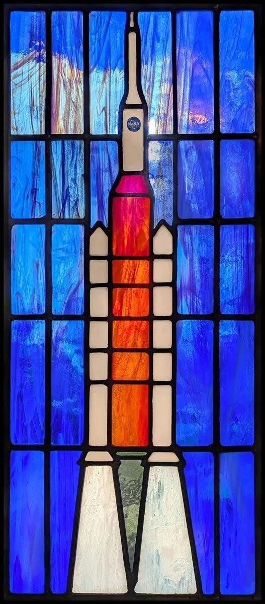 Quite a large piece of Stained Glass, now in an office in the NASA headwaters in Huntsville Alabama.