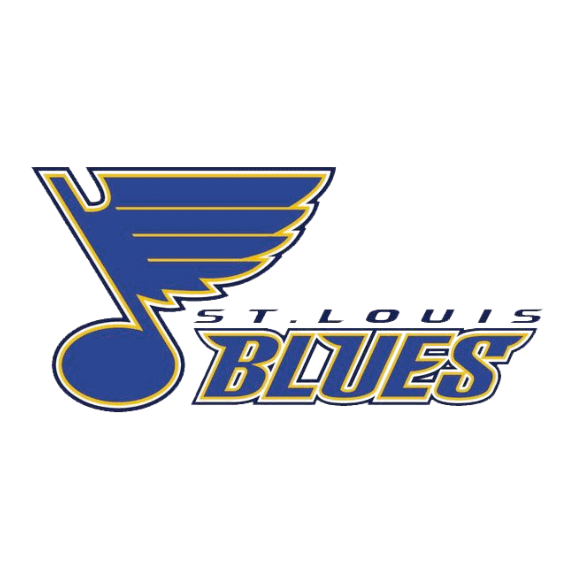 St. Louis Blues hockey team logo with blue and yellow stylized winged musical note.