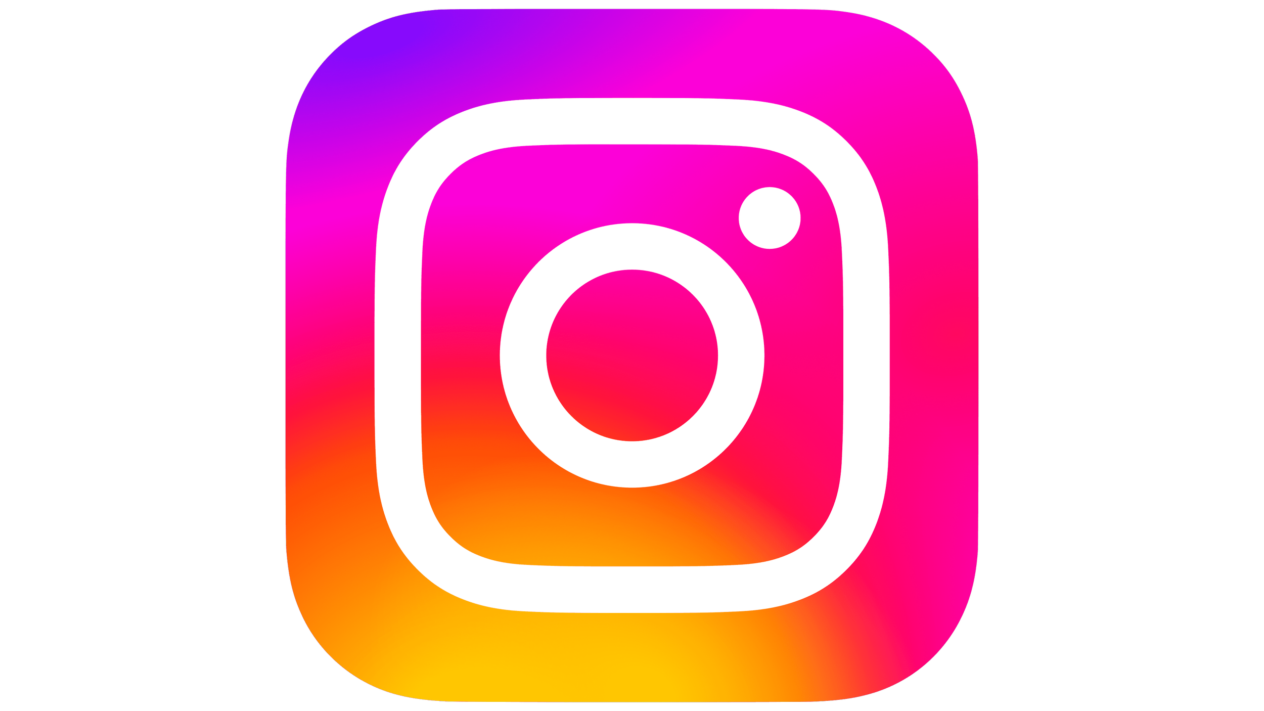 Instagram logo with a gradient background of pink, purple, and orange.