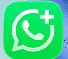 WhatsApp icon with a green background and a white phone inside a speech bubble, and a white plus sign