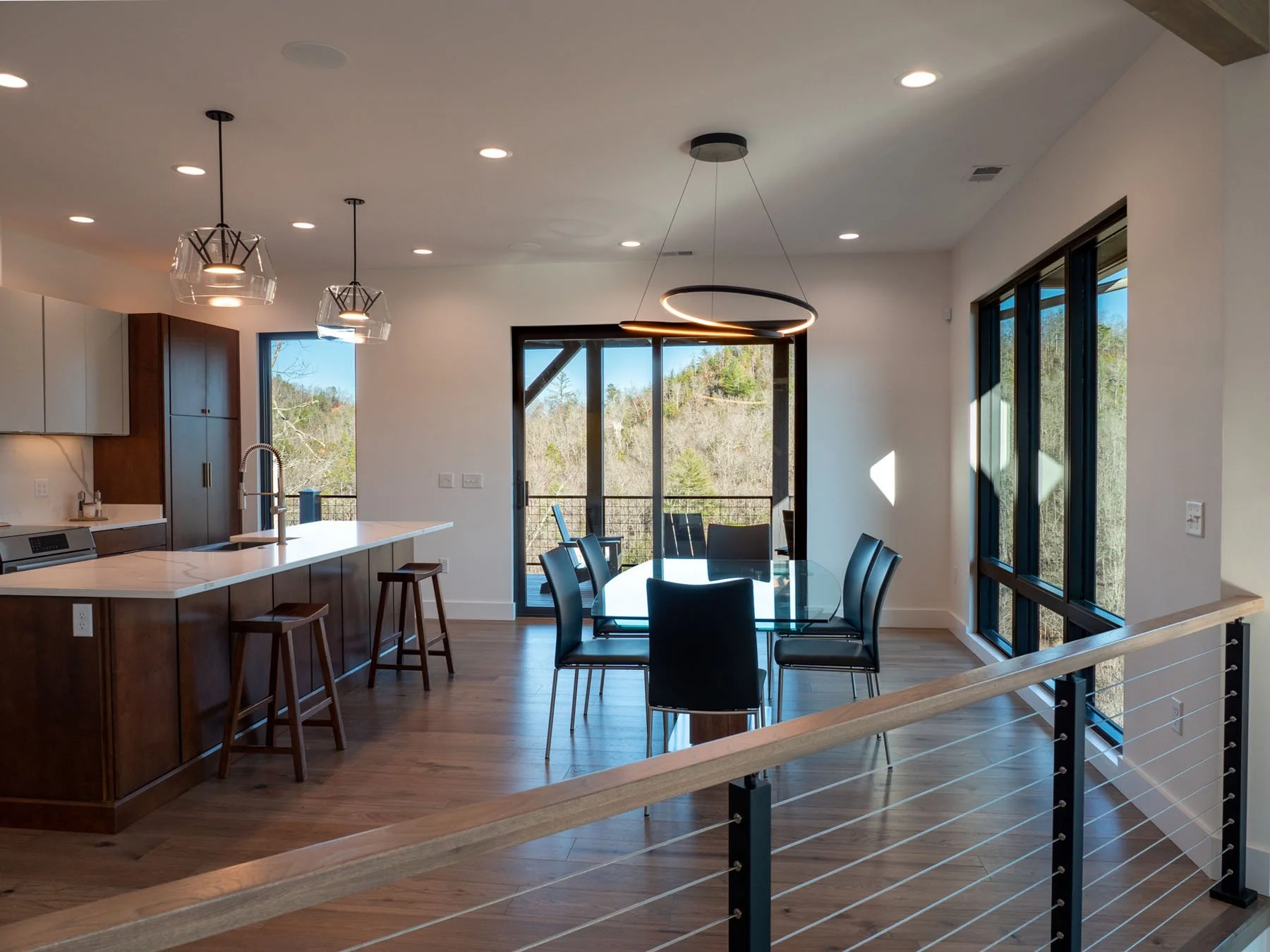 Modern Custom Home Kitchen and Living Room - Mountain Ridge Custom Builders