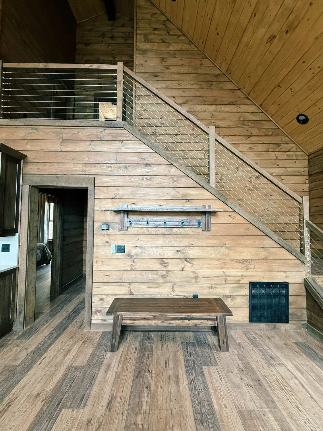 Wood Panel Modern Living Room - Mountain Ridge Custom Builders