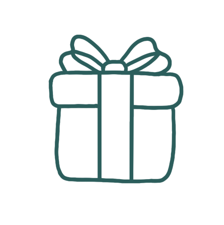Icône d'un cadeau avec un ruban et un nœud.
