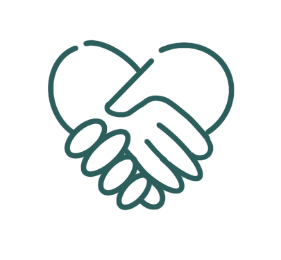 Une illustration simple de deux mains qui se serrent dans un geste de poignée de main.