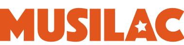 Logo du festival Musilac avec le nom en lettres orange et une étoile