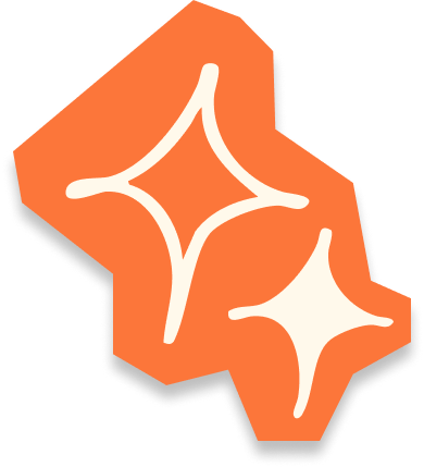 Icône orange avec deux formes en étoile blanche.