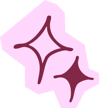 Deux étoiles scintillantes stylisées, l'une plus grande que l'autre, sur un fond violet clair.