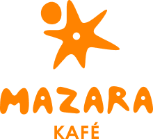 Logo de Mazara Kafé avec une étoile de mer orange et le texte en dessous.