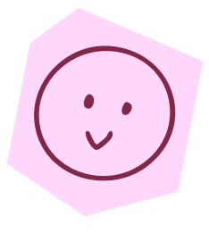 Dessin d'un visage souriant dans un cercle, sur un fond violet