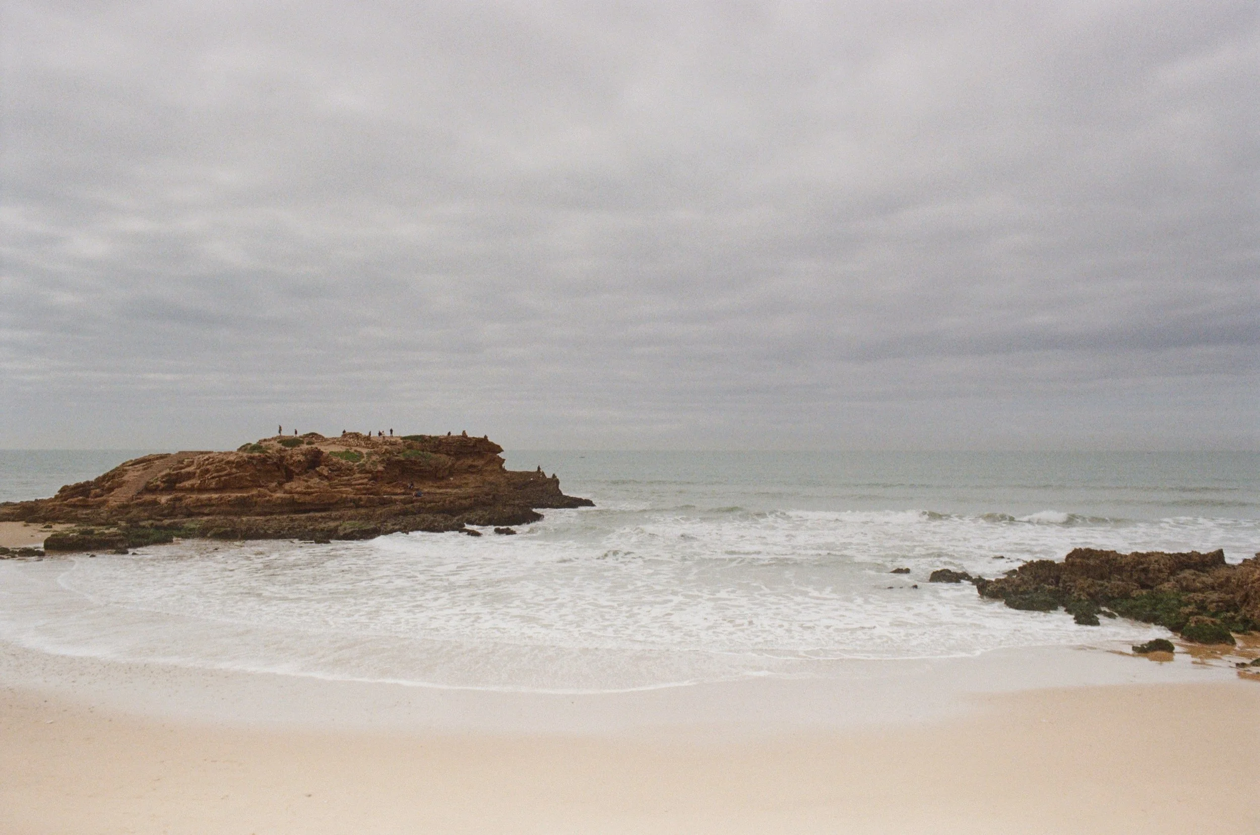 An analog photograph of the coastline in beautiful Tamraght, Marocco