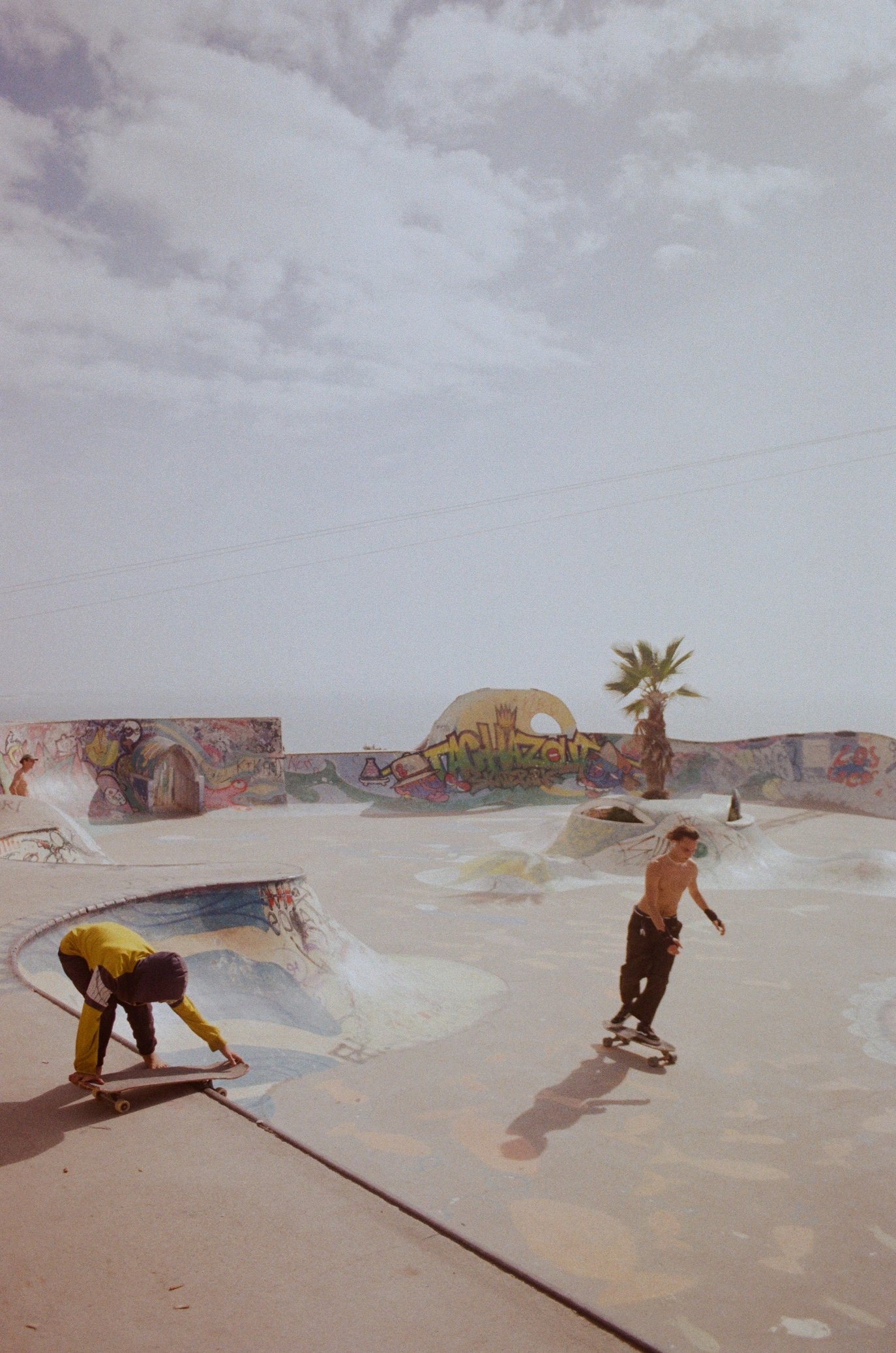 Boys skating in skatepark Taghazout Marocco