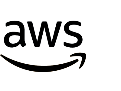 Amazon Web Services (AWS) logo with black text and an orange arrow underneath.