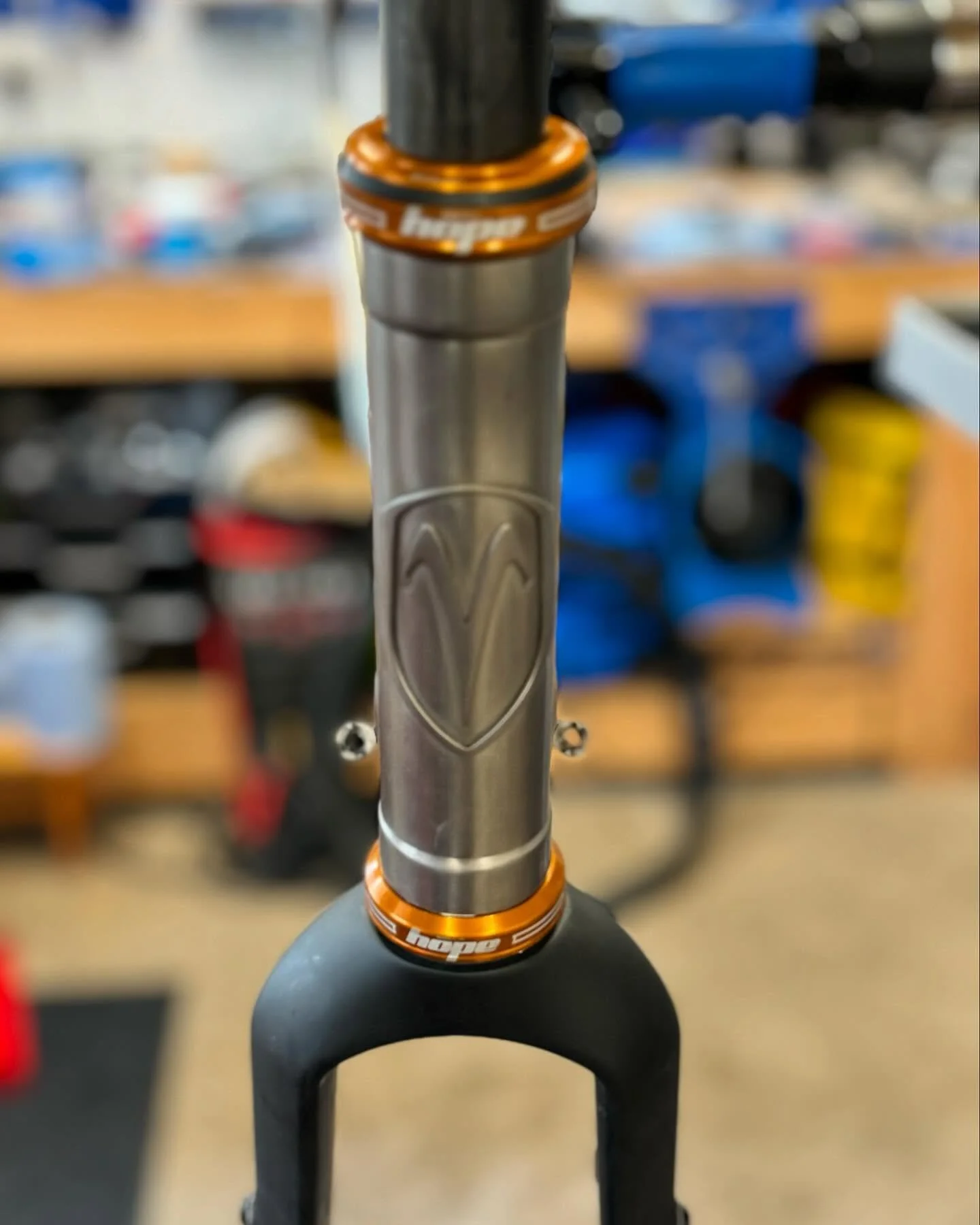 Hope you like the colour: @hopetech headset fitted with @ritcheylogic forks for the start of the @vannicholasbicycles #amazon #gravelbike #bikepacking rebuild.