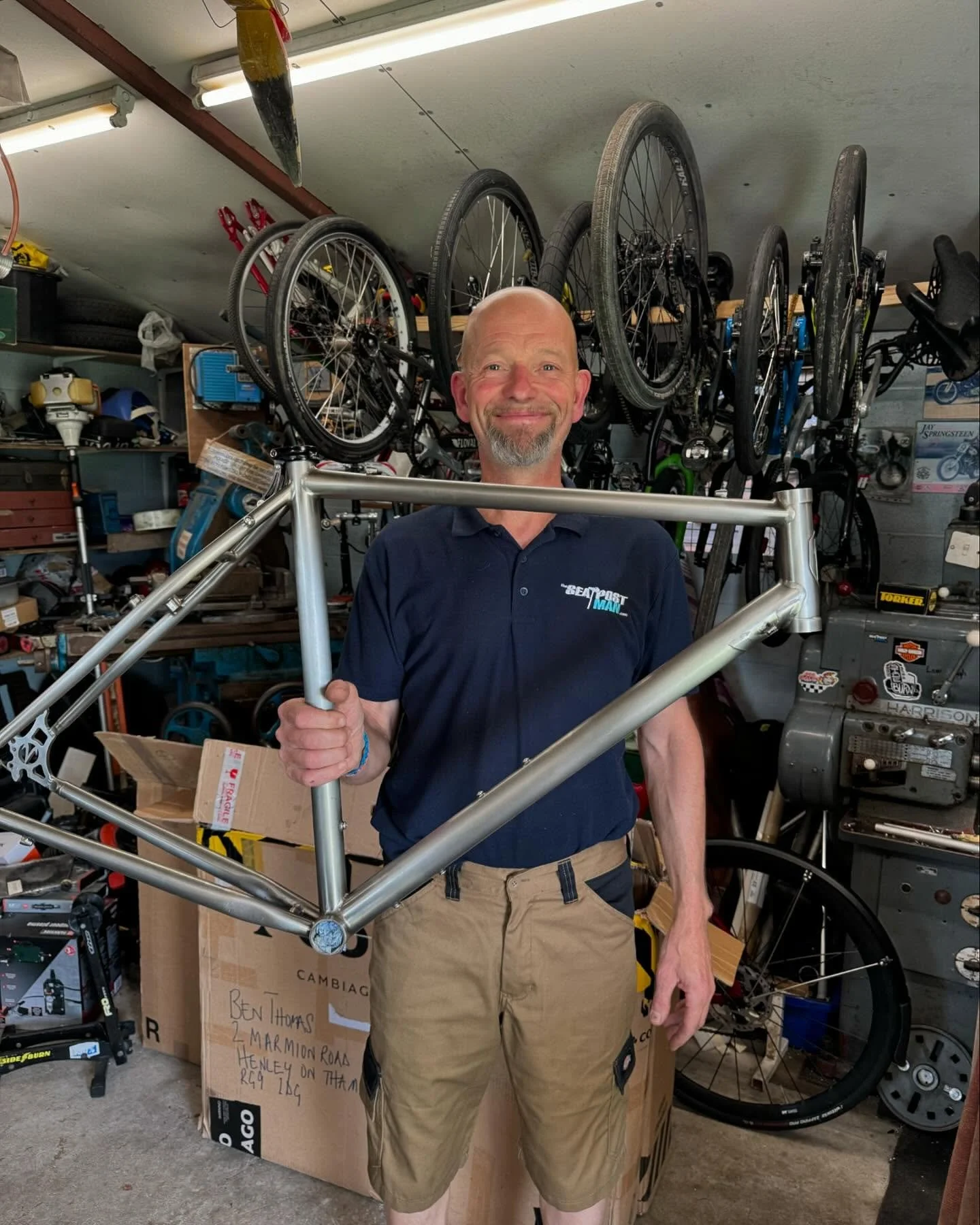 First stage complete thanks to John @theseatpostman.  With the seat post removed I can now move onto the next stage of turning my 2007 #amazon #titanium frame into a #gravelbike #bikepacking rig.  Details to note for the #custombuild:  Rear spacing 1