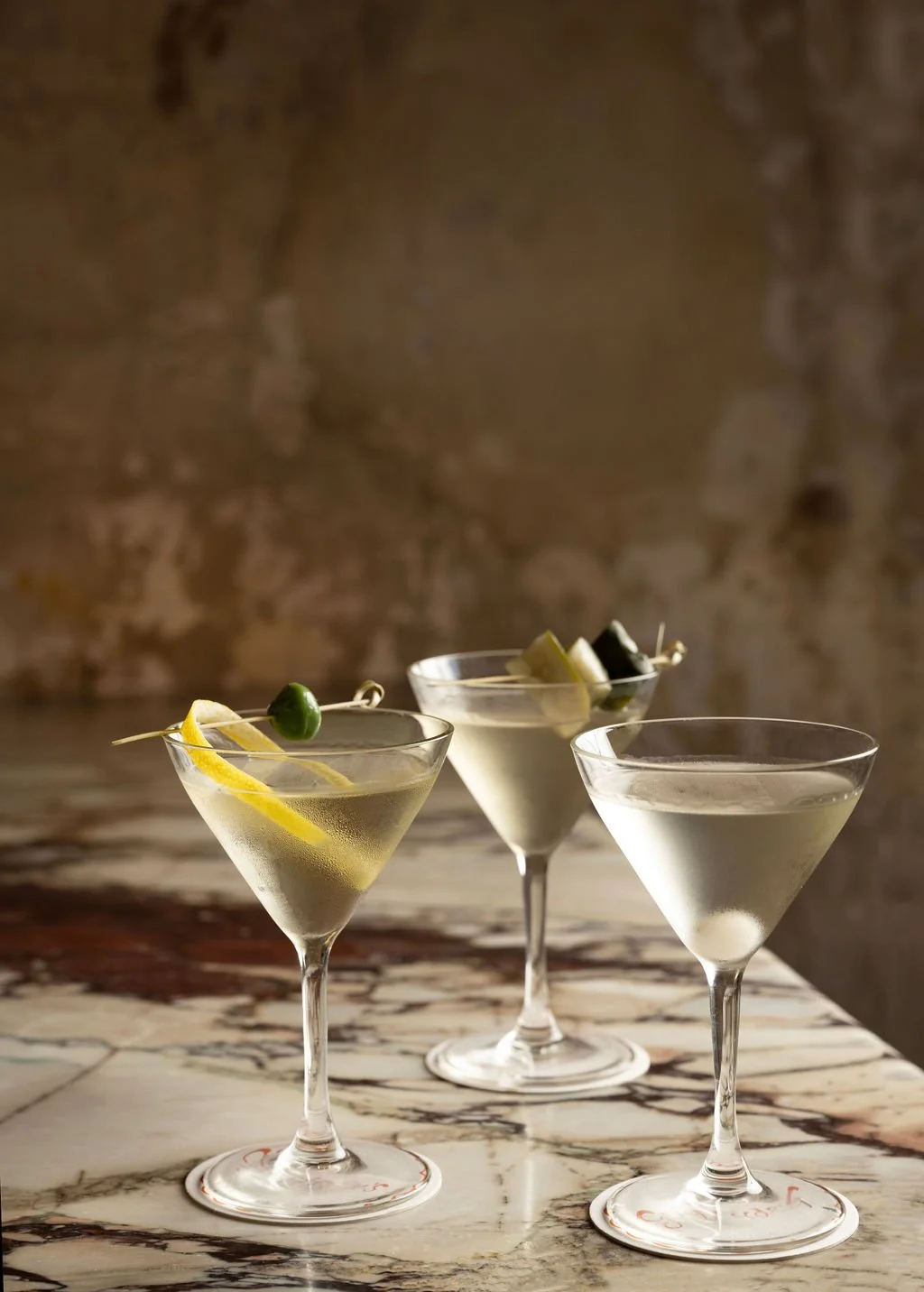 gertrude's martini trio, dirty gertie