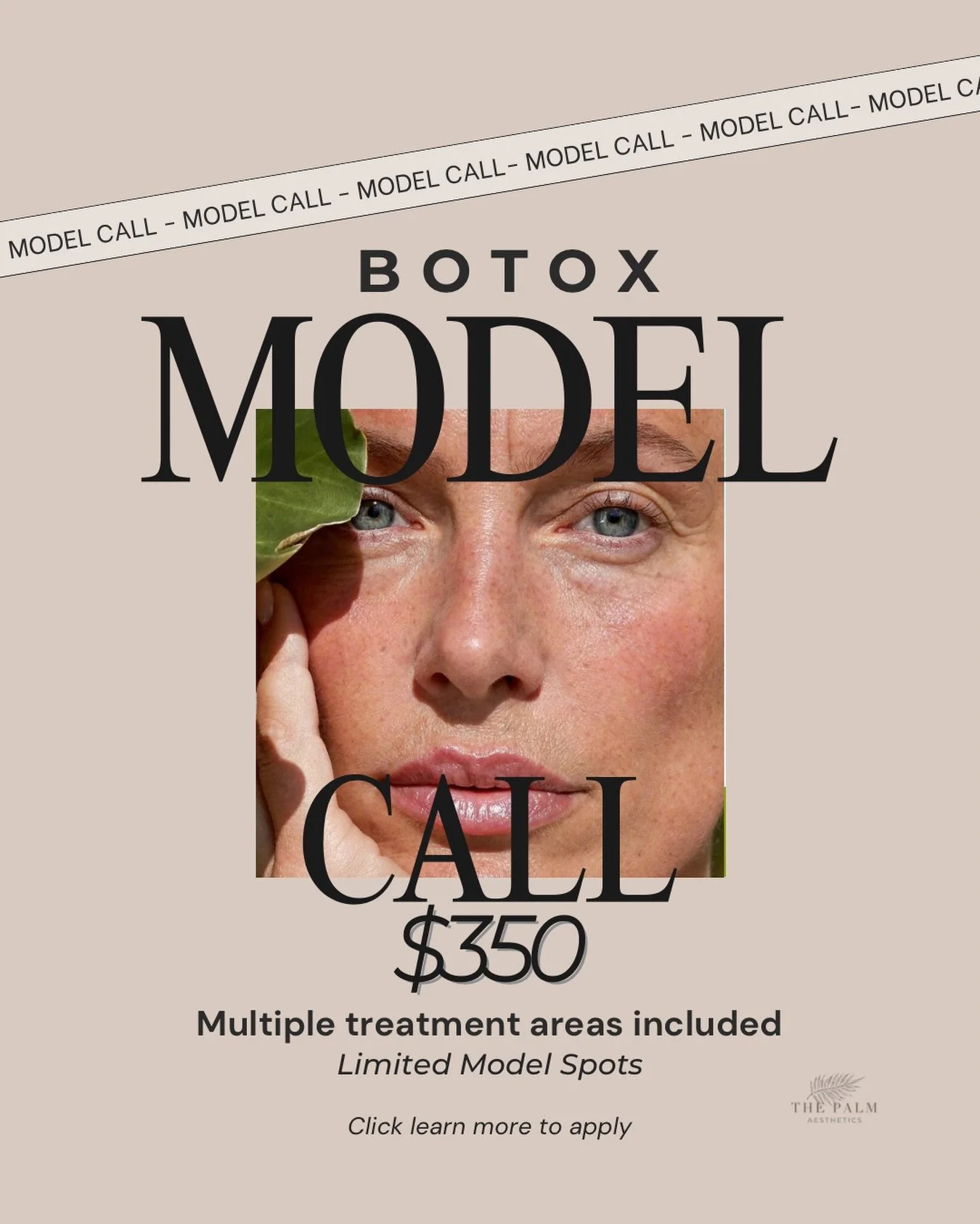 🔥MODEL CALL | SEPTEMBER 1 | $350 TOX

We&rsquo;re opening a [limited number] of model spots at The Palm Aesthetics on September 1 only. 

For this model call, we&rsquo;re specifically looking to treat:

&bull; Forehead lines
&bull; 11s (between brow