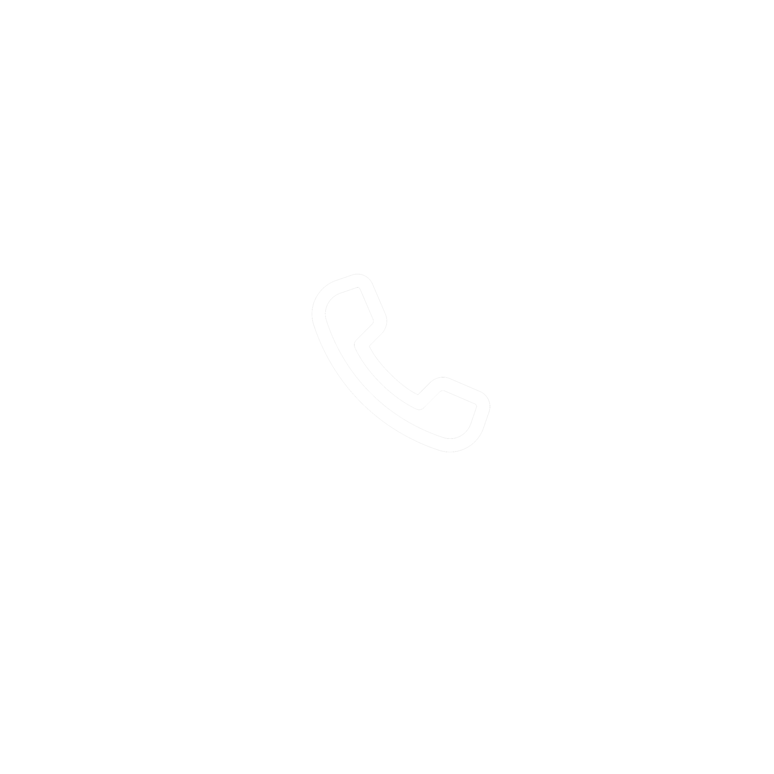 White telephone handset icon on a black background.
