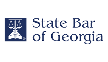 Logo of the State Bar of Georgia featuring a blue scale of justice symbol and the text 'State Bar of Georgia'