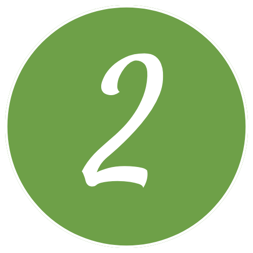 Green circular badge with a large white number 2 in the center.