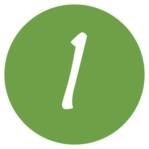 Green circular sign with a white number one in the center.
