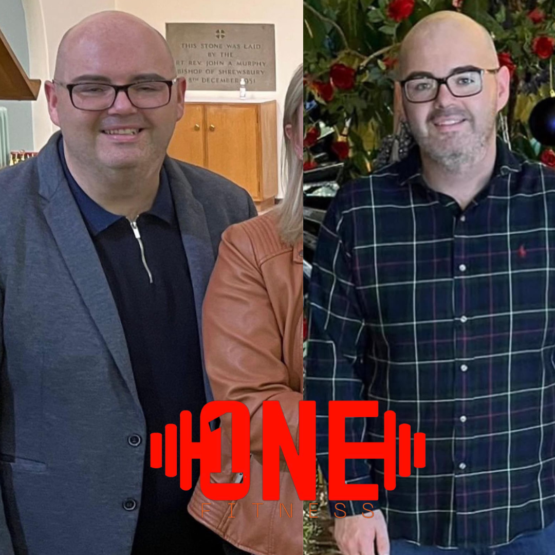 Image split into two, showing two men with bald heads, glasses, and similar facial features. The left man is smiling, wearing a dark shirt and gray blazer, with a wooden cabinet and a plaque in the background. The right man is also smiling, wearing a