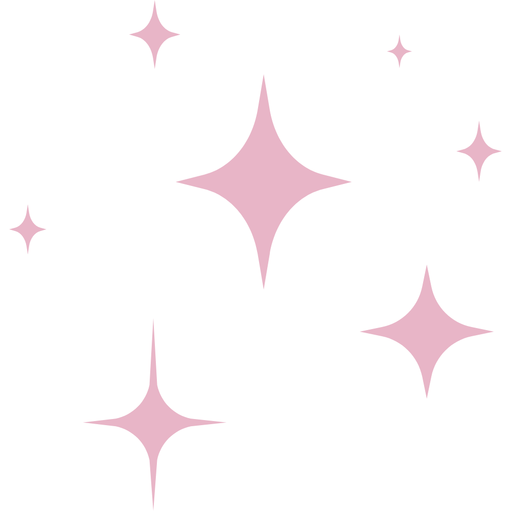 Pink sparkling stars scattered on a transparent background.