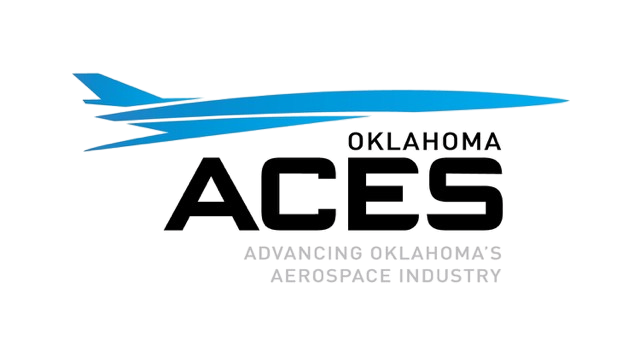 Logo for ACES educational sports system with a blue swoosh, black text, and a blue underline.