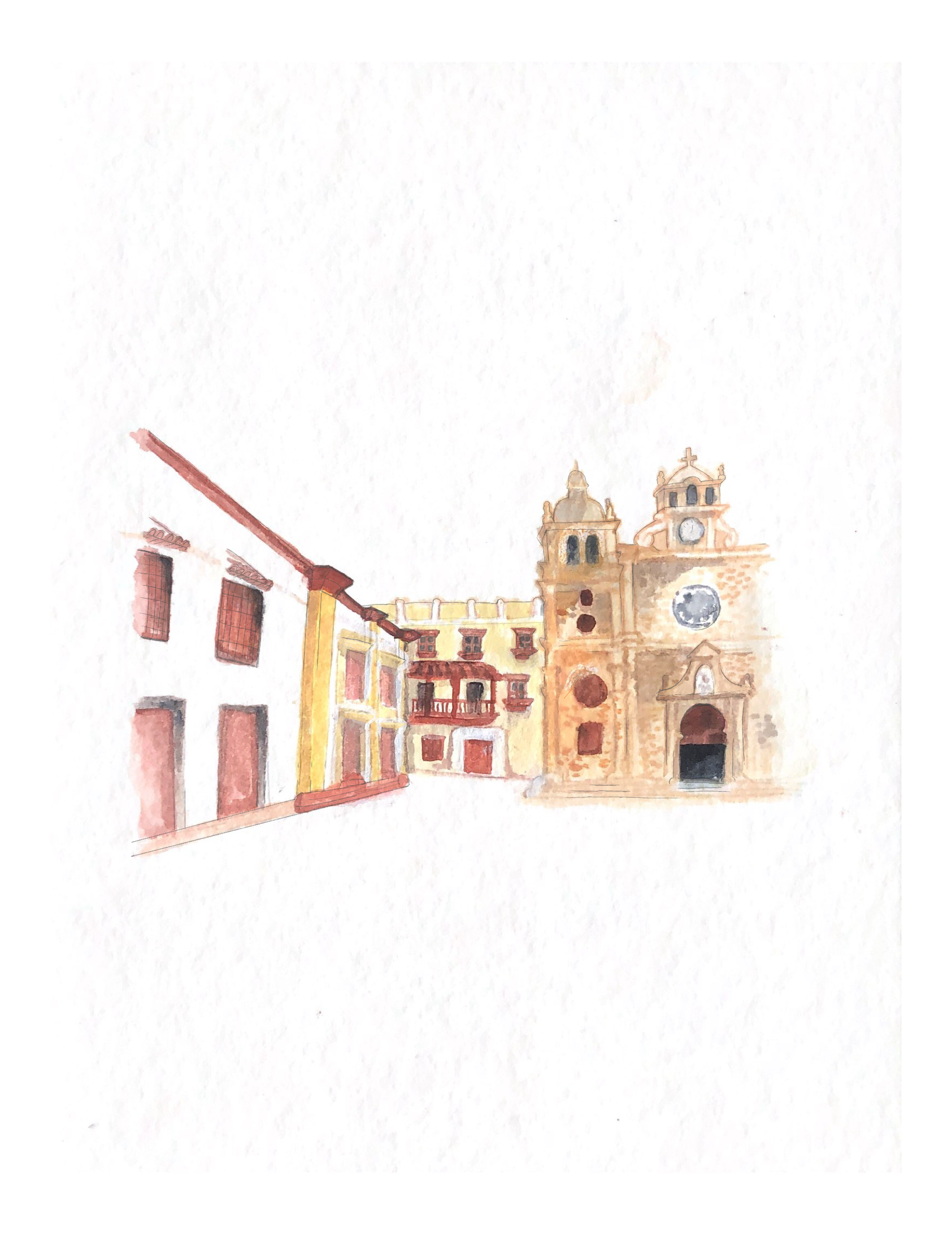 Plaza San Pedro Watercolor - Menu Cover