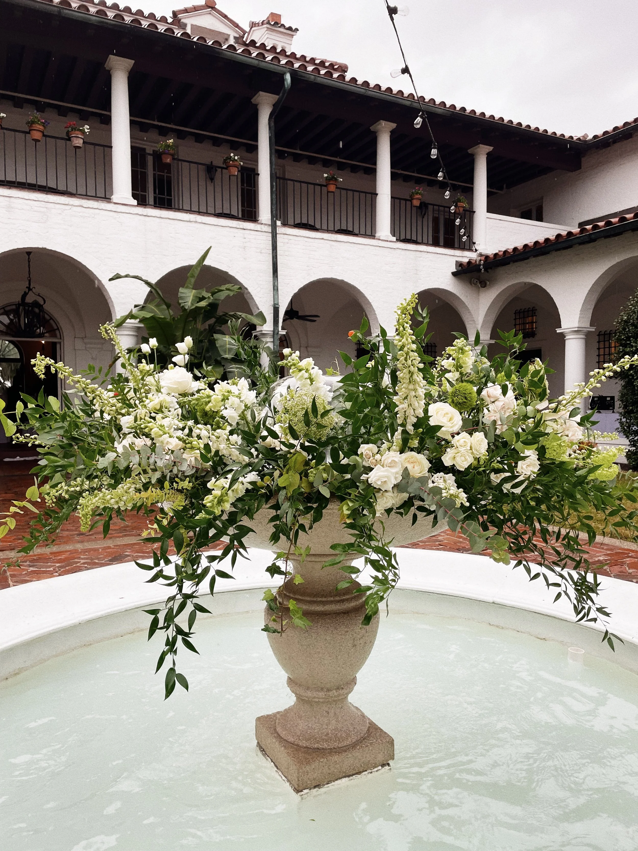 Centerpiece in garden fountain
