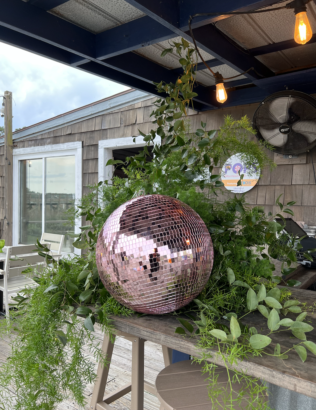 Disco balls and florals, dinner party disco Jacksonville, Fl