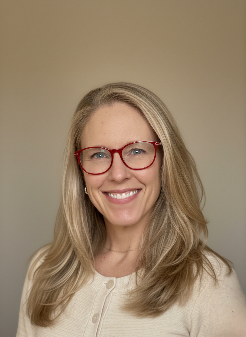 Angie Martin, therapist in Oak Park IL, smiles at the camera