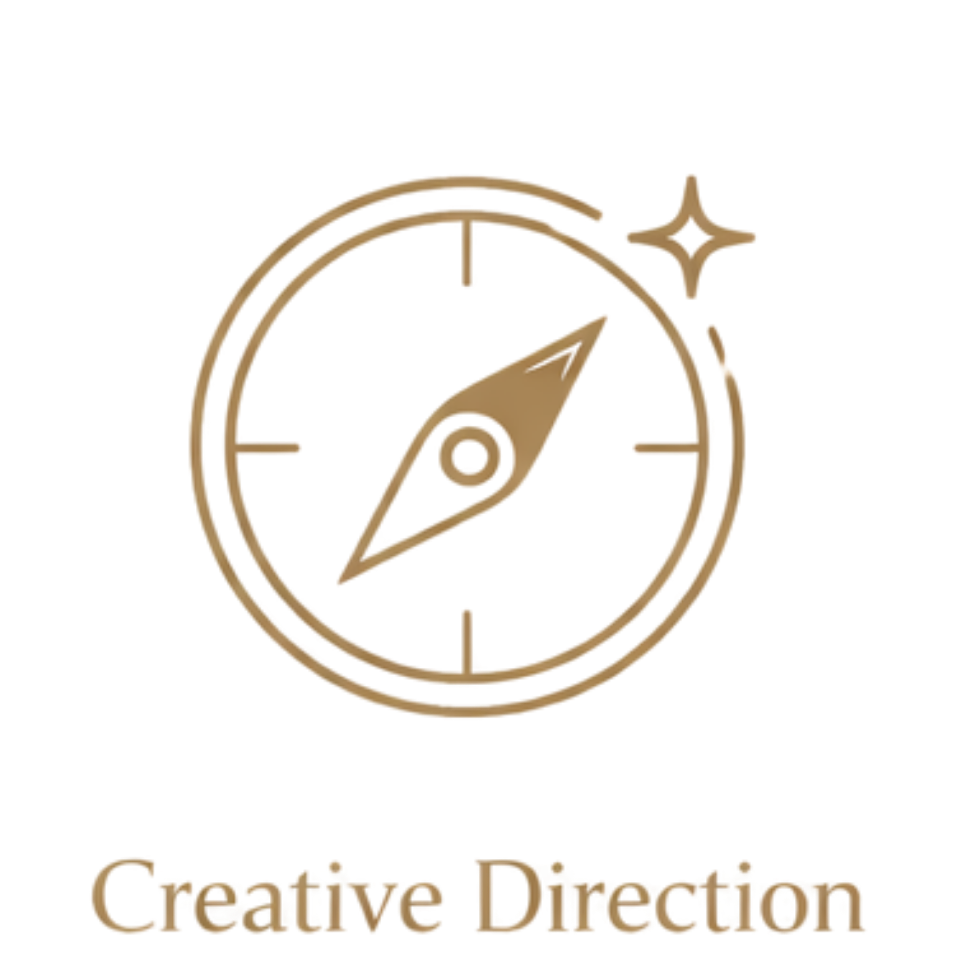 Compass icon representing creative direction, guiding cohesive brand vision and decision-making across touchpoints