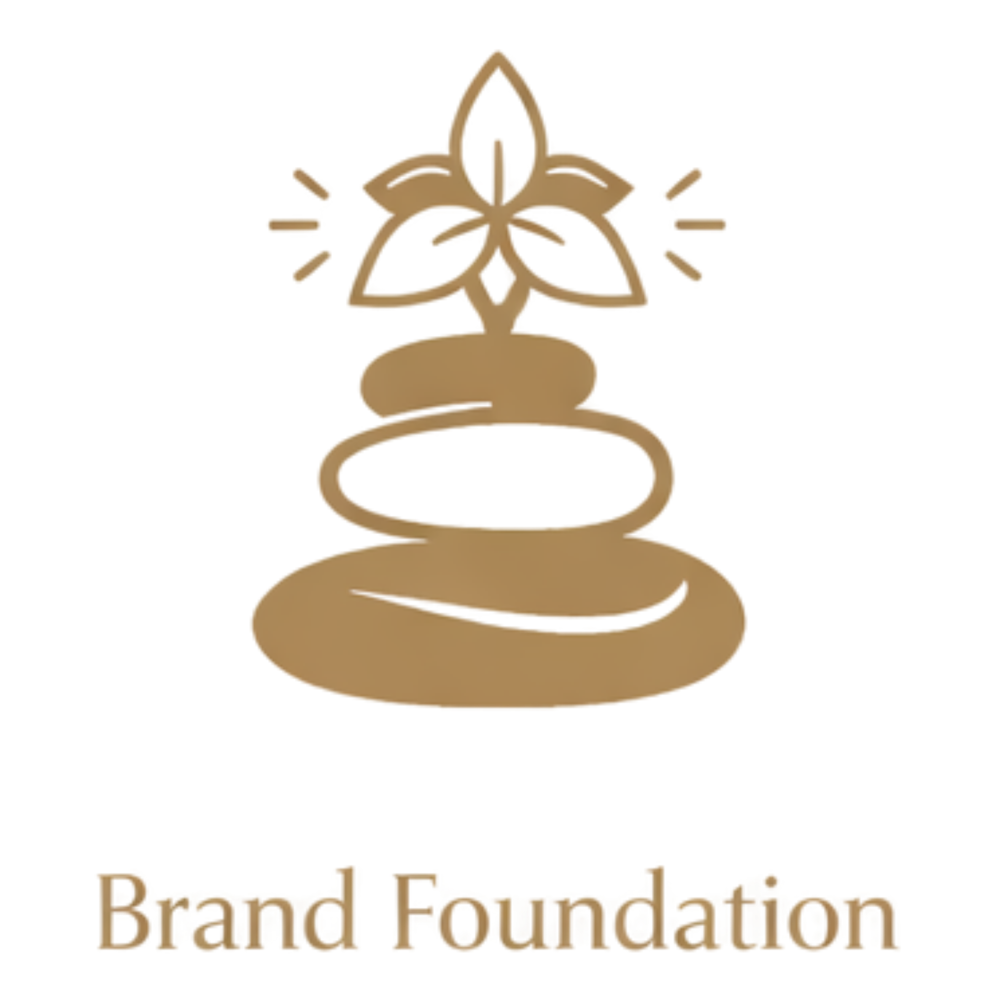 Brand foundation icon with stacked stones and organic elements, symbolizing strategic clarity and strong brand positioning at Trillium Creative Studio