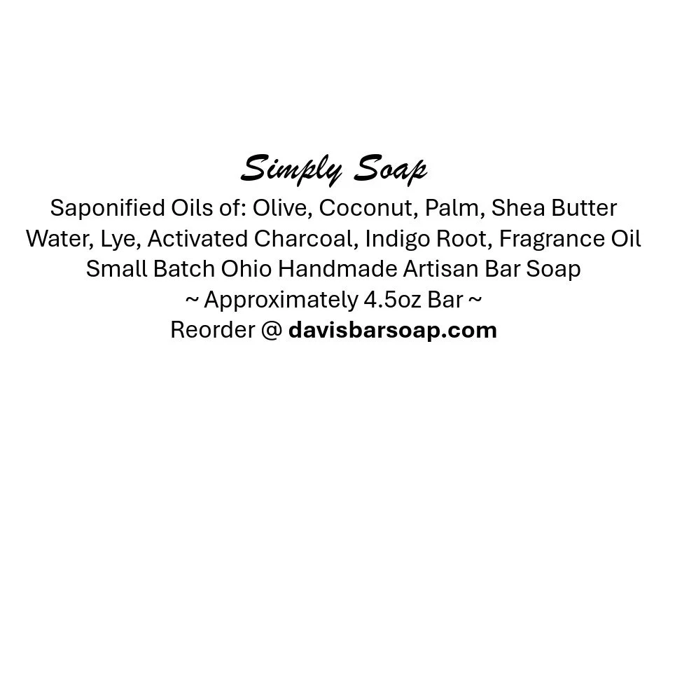 Lavendar Vanilla natural soap with activated charcoal and indigo root