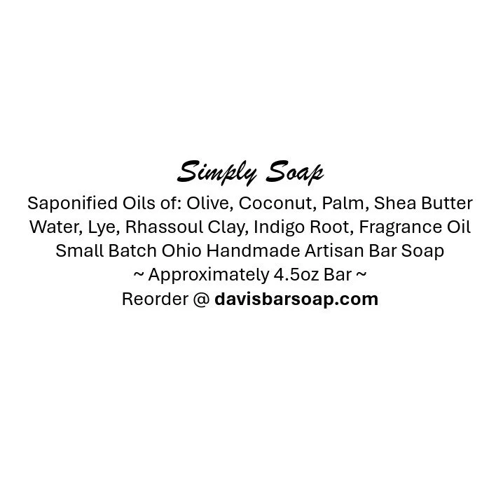 Moonlight bar soap with rhassoul clay, indigo root, smooth on skin