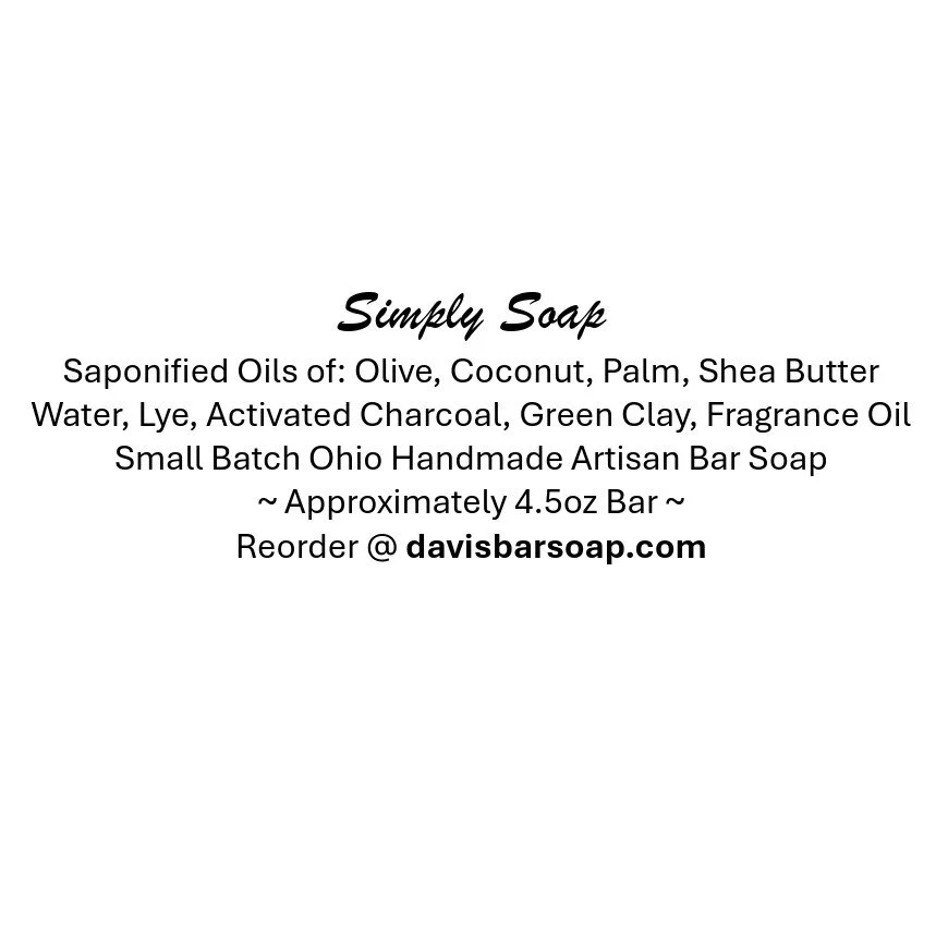 White Pine sensitive skin bar soap with activated charcoal and french green clay