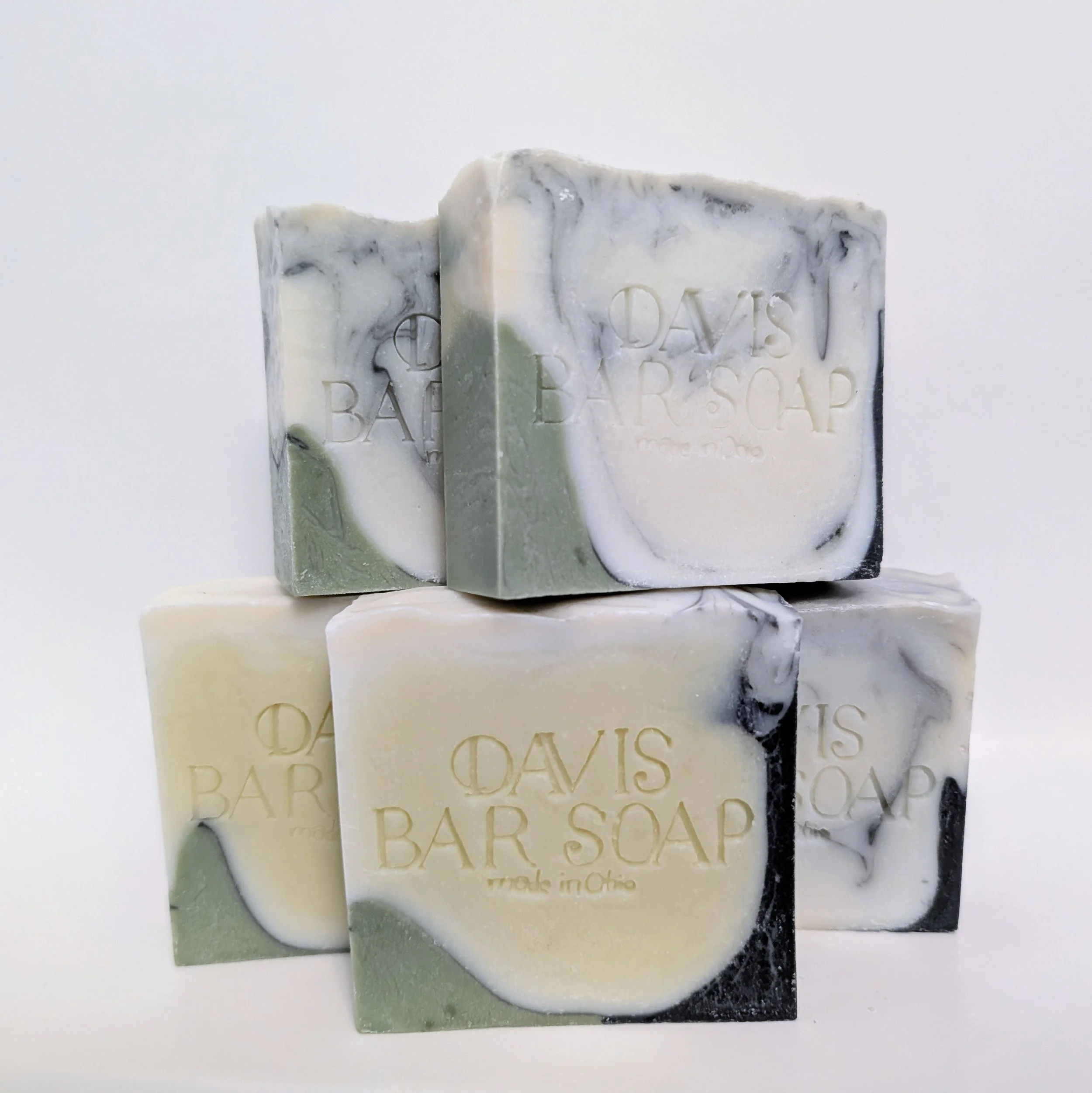White Pine sensitive skin bar soap with activated charcoal and french green clay