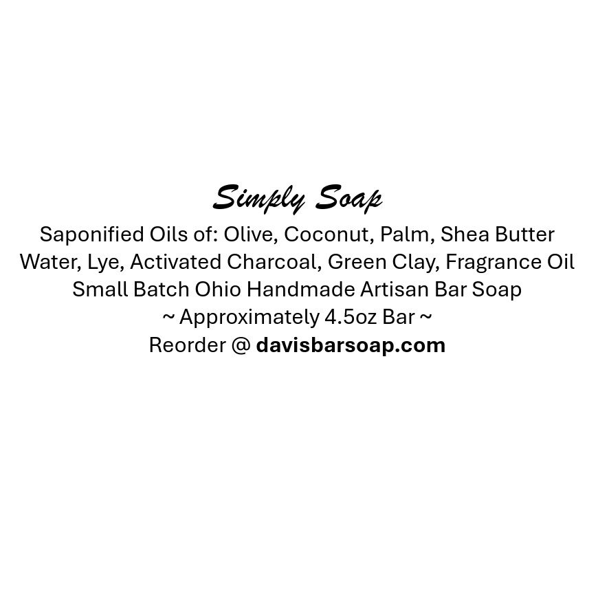 White Pine sensitive skin bar soap with activated charcoal and french green clay