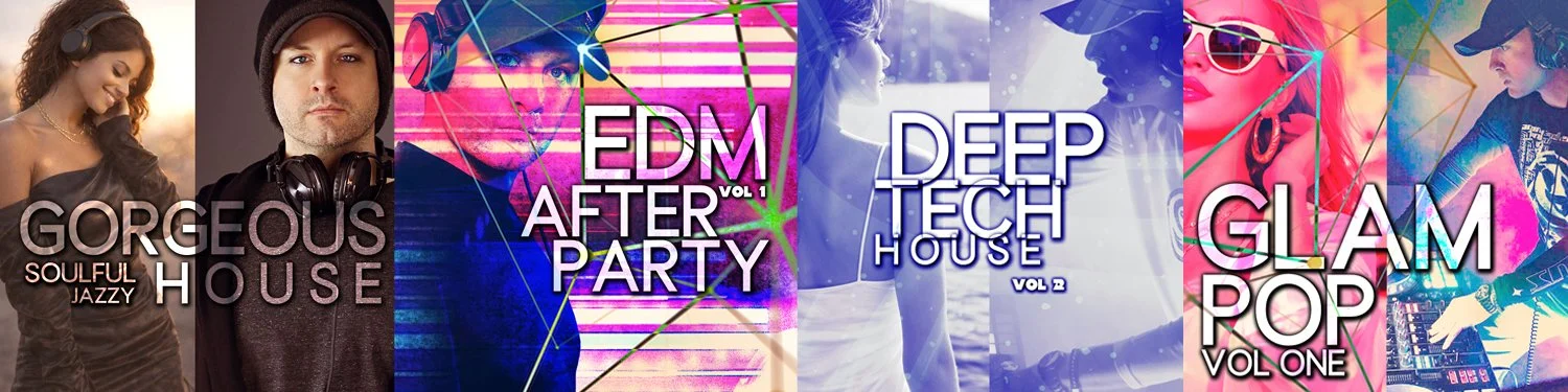 Collage of six women or girls with different styles, including casual, electronic music, and dance, representing various music genres such as soulful jazz, EDM, deep house, and pop, with vibrant, colorful backgrounds and text titles for each music style.