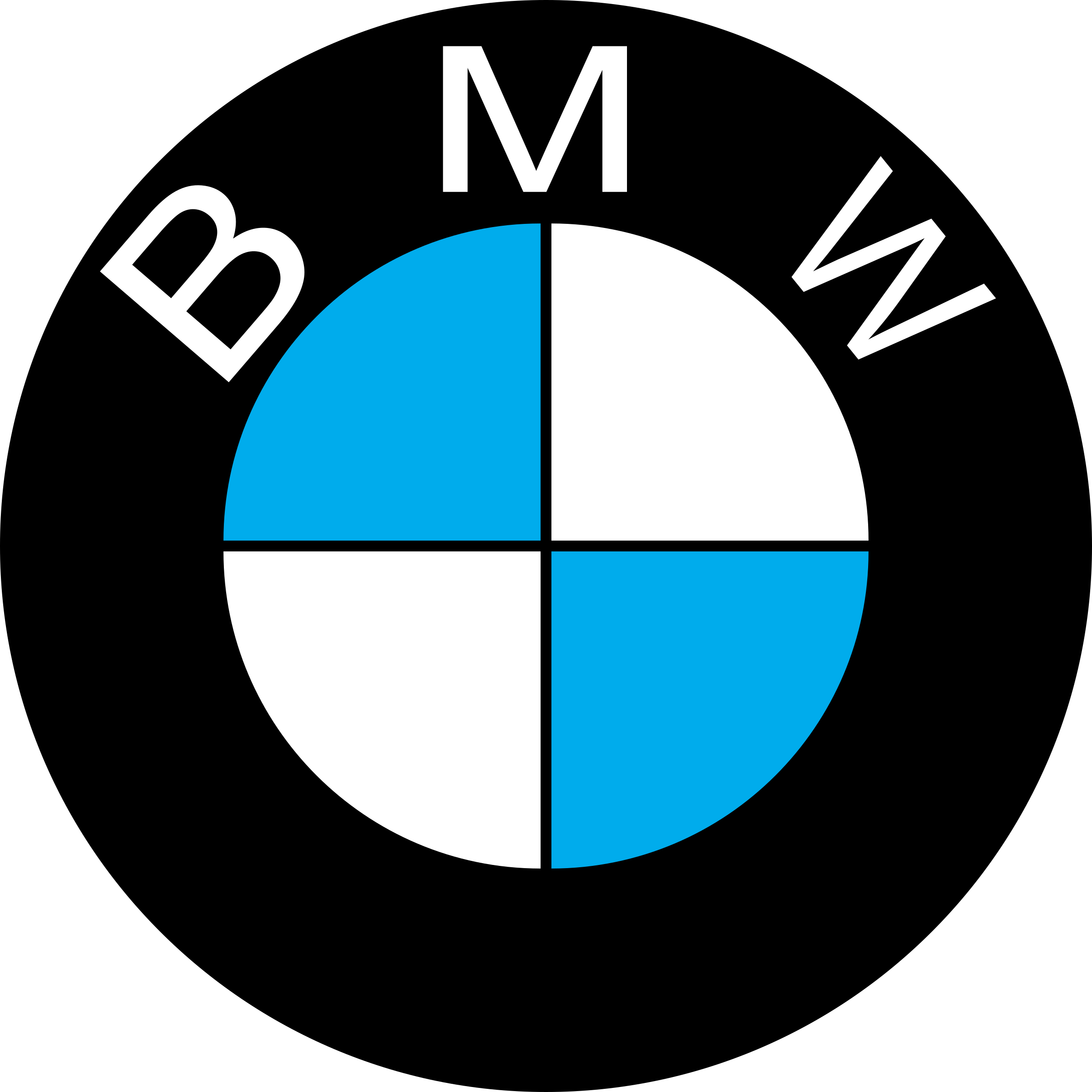 A circular graphic with a black background divided into four quadrants. The top left quadrant has the white word 'BUY' with a blue background. The top right quadrant has the white word 'SELL' with a white background. The top center has a large black letter 'M'. The bottom right quadrant has a large black letter 'V'. The bottom left quadrant has a large black letter 'B'. There is a small black line separating the quadrants.