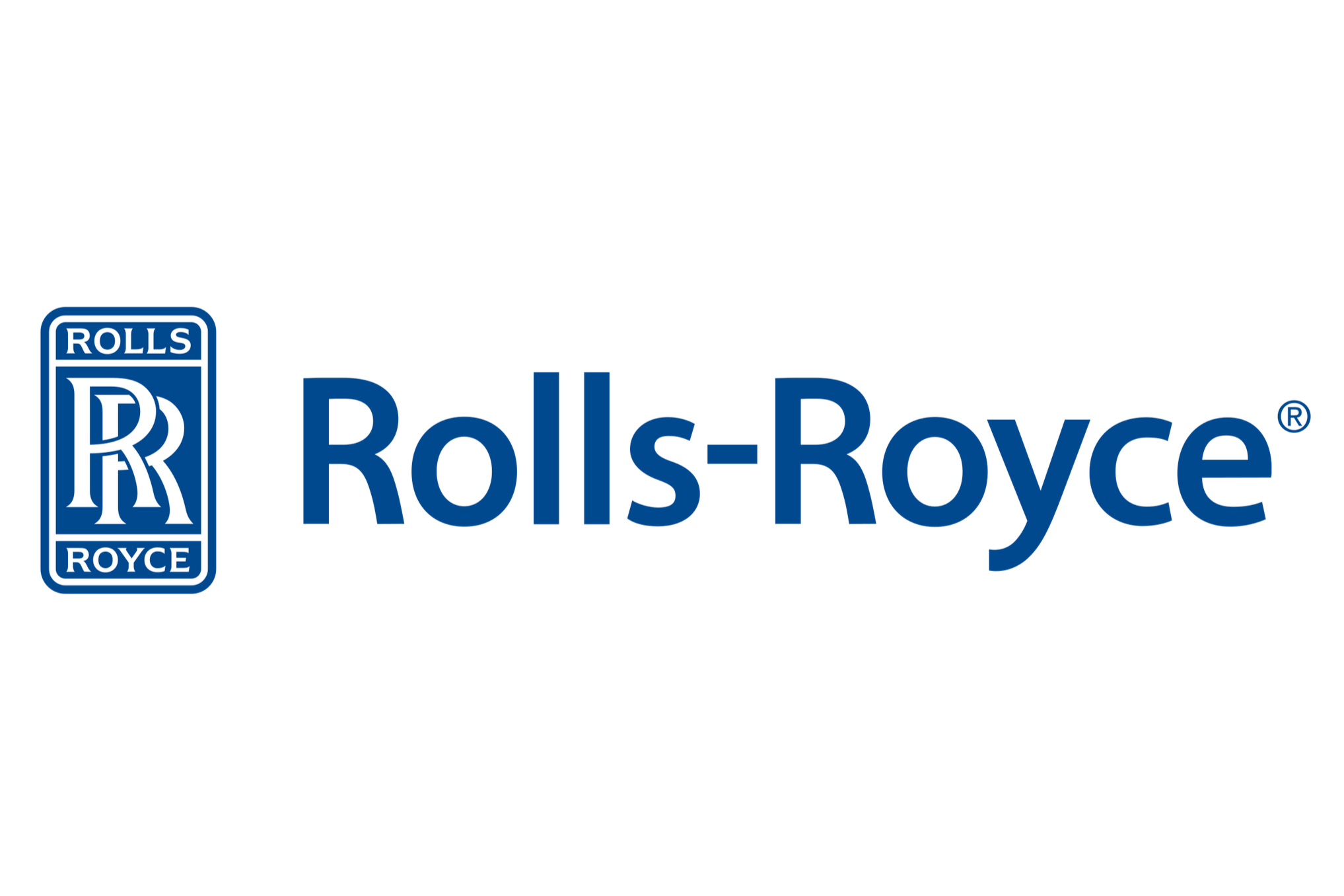 Rolls-Royce logo with stylized blue and white emblem and text.