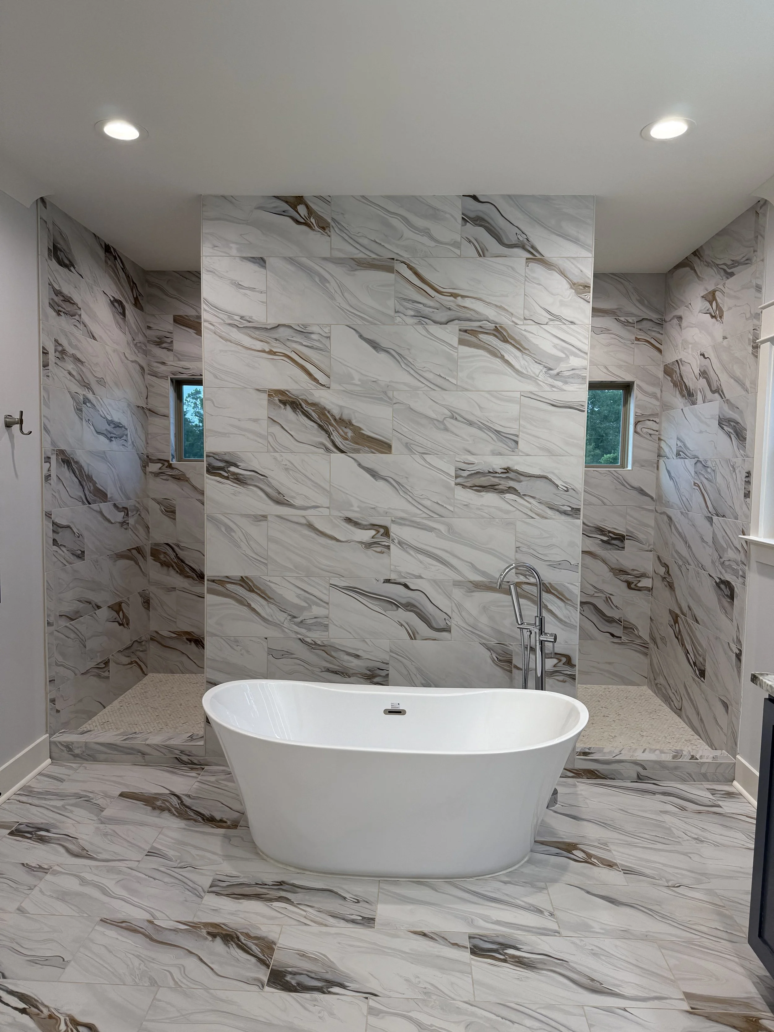 Fabulous Walk through shower/Free standing Tub