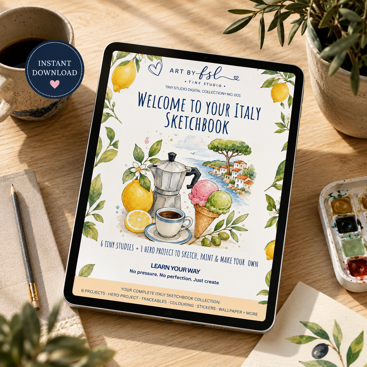 Italy Digital Sketchbook – Watercolour Projects, Lessons & Printables