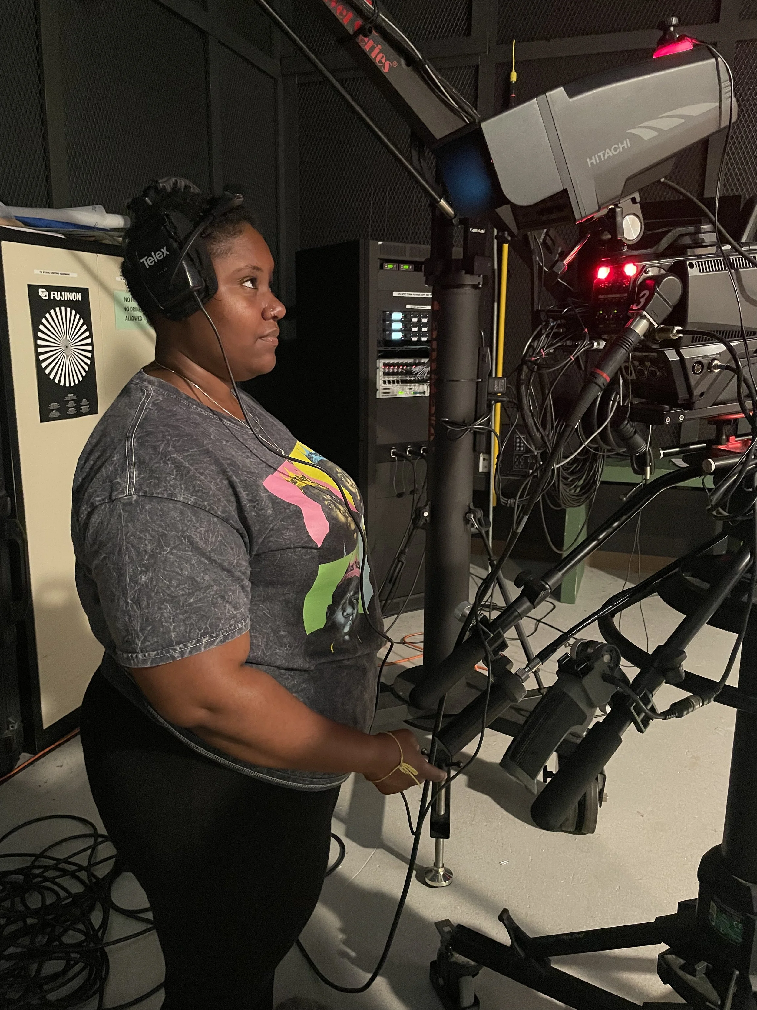 TV Production student as a camera operator
