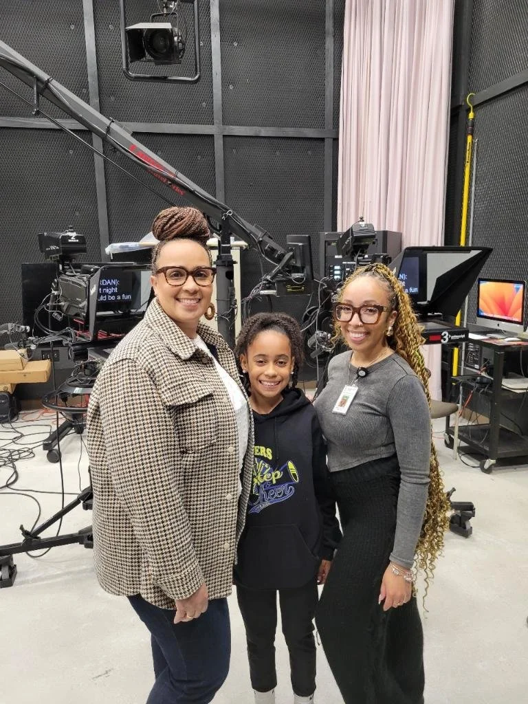 Mom and little sister supporting my students after a live interview